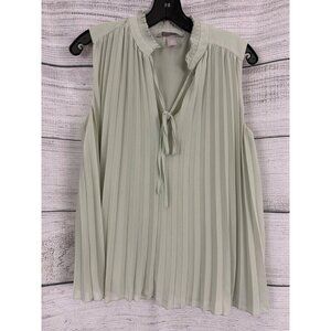 H&M Pleated Sleeveless Blouse With Tie Neck Size S